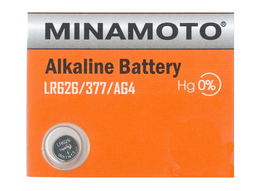 Батарейка часовая алкалиновая LR626/177/LR66/AG4, MINAMOTO