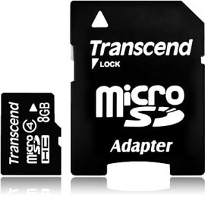 Карта памяти microSDHC 8 Гб Transcend Сlass 4
