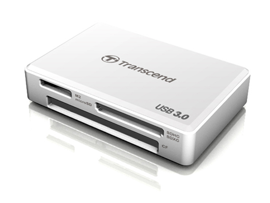 Устройство чтения-записи карт памяти (ридер) USB 3.0, F8 белый корпус Transcend