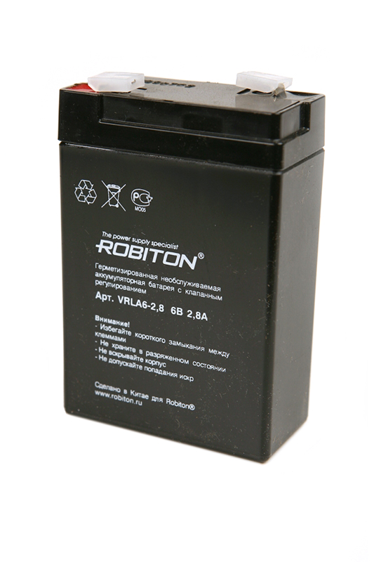Аккумулятор свинцово-кислотный ROBITON VRLA 6-2.8 , 6В 2.8 Aч