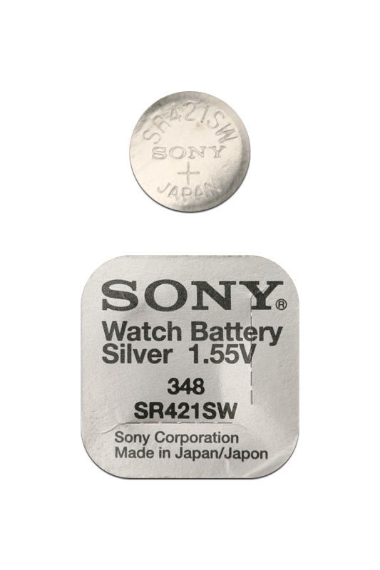 Батарейка часовая серебряно-цинковая SR421SW/348, SONY Батарейка часовая серебряно-цинковая SR421SW/348, SONY