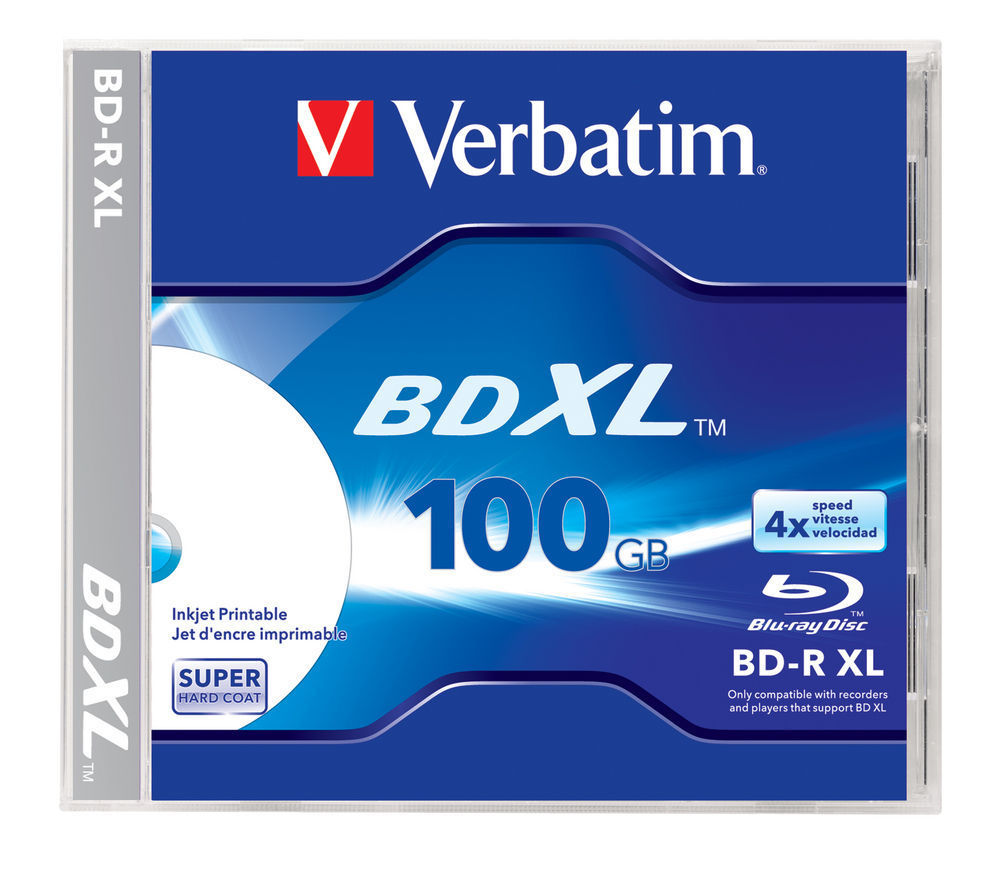 BD-R диск 3-ех слойный 100 Gb 4х VERBATIM printable, в коробке