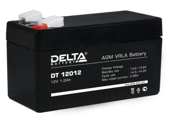 Аккумулятор свинцово-кислотный DELTA DT 12012, 12В 1.2 Aч