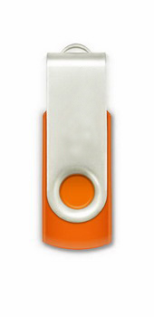 Флэш-диск 8 Гб SWIVEL, оранжевый пластмассовый корпус, металлическая скоба