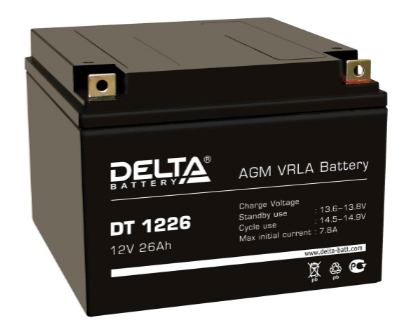 Аккумулятор свинцово-кислотный DELTA DT 1226, 12В 26.0 Aч