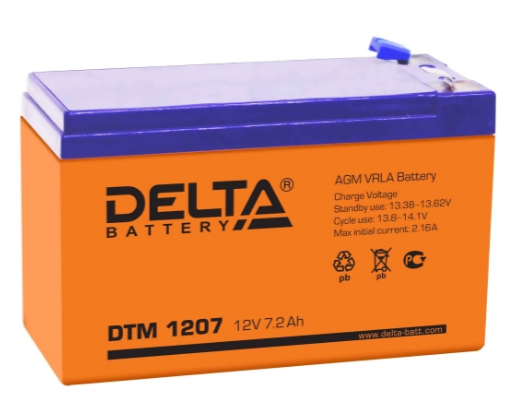Аккумулятор свинцово-кислотный DELTA DTM 1207, 12В 7.2 Aч