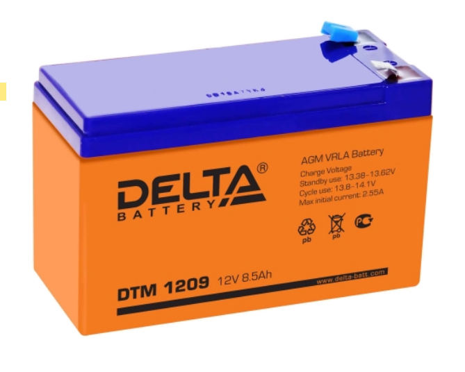 Аккумулятор свинцово-кислотный DELTA DTM 1209, 12В 9.0 Aч