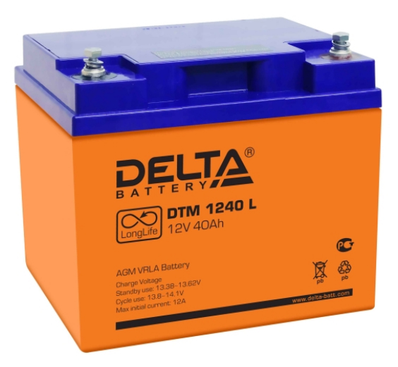 Аккумулятор свинцово-кислотный DELTA DTM 1240L, 12В 40.0 Aч