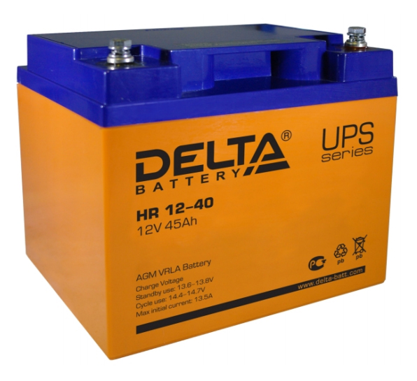 Аккумулятор свинцово-кислотный DELTA HR 12-40, 12В 40.0 Aч