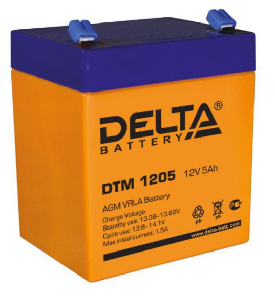 Аккумулятор свинцово-кислотный DELTA DTM 1205, 12В 5.0 Aч