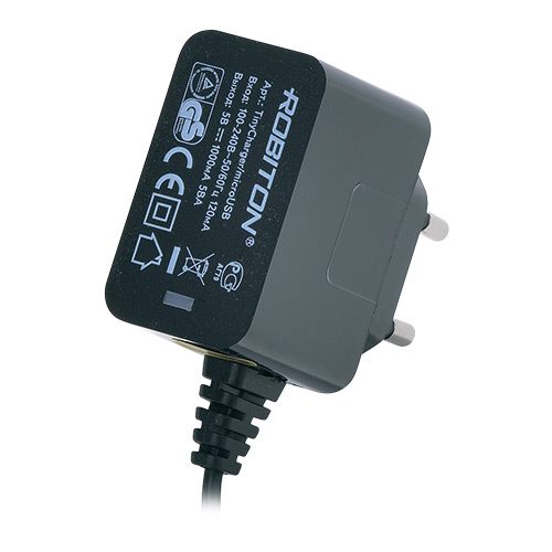 Зарядное уcтройство сетевое(220В) для USB, 1000 mA, шнур MicroUSB