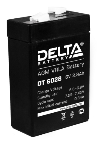 Аккумулятор свинцово-кислотный DELTA DT 6028 , 6В 2.8 Aч