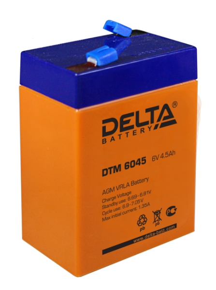 Аккумулятор свинцово-кислотный DELTA DTM 6045, 6В 4.5 Aч