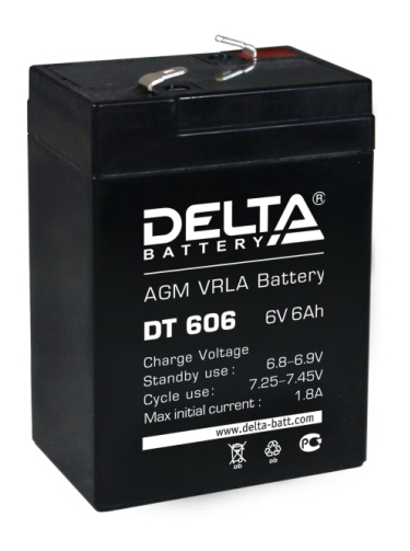 Аккумулятор свинцово-кислотный DELTA DT 606, 6В 6.0 Aч