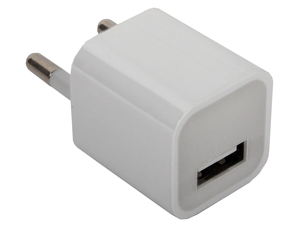 Зарядное уcтройство сетевое(110-220В) для USB, 1 порт, 1000 mA, белый цвет