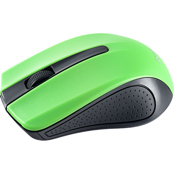 Мышь оптическая беспроводная 3-ех кнопочная USB Perfeo PF-353, корпус черно-зеленый