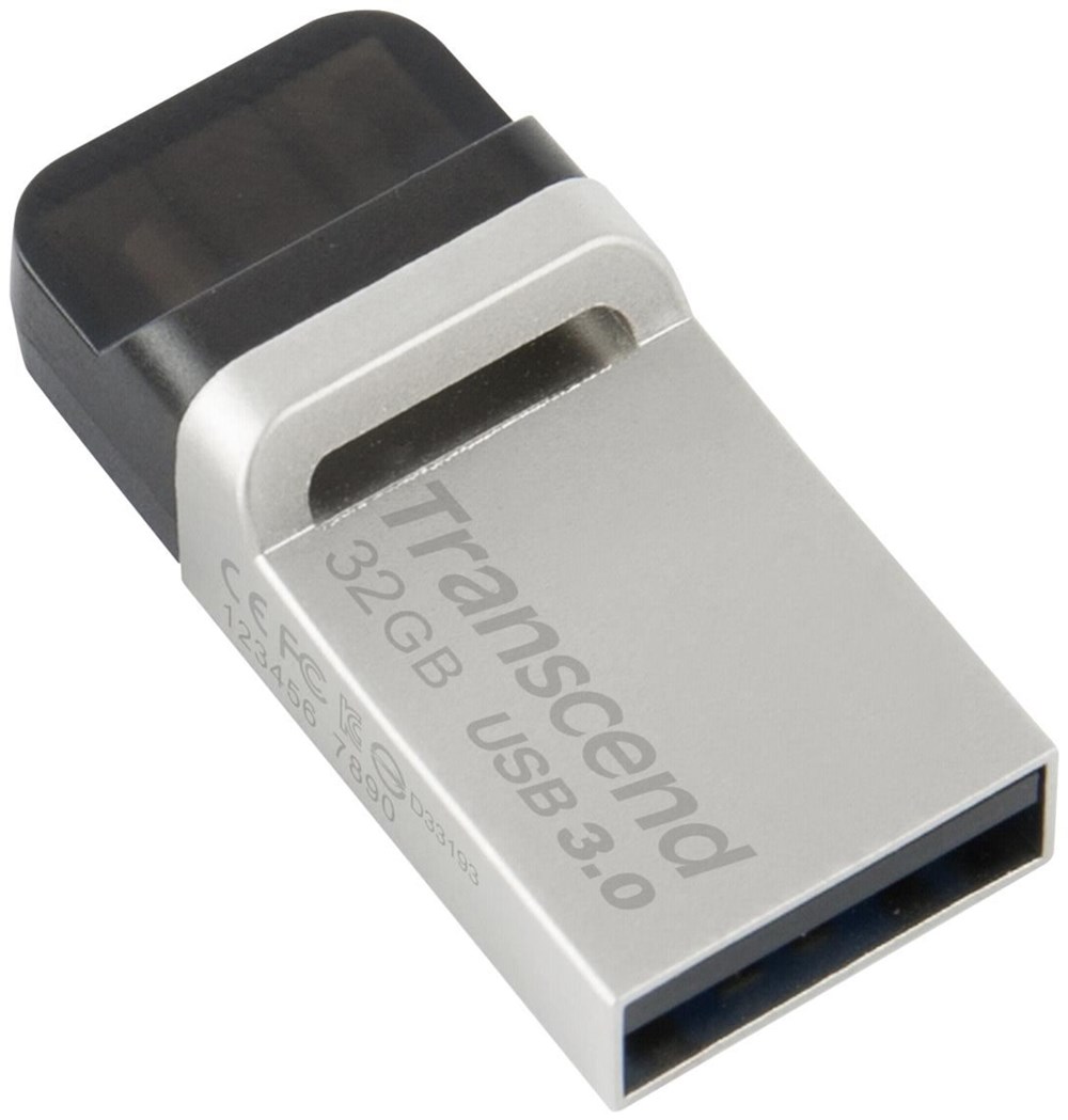 Флэш-диск 32 Гб Transcend JetFlash 880S, USB 3.0 / microUSB 2.0 (OTG), серебристый