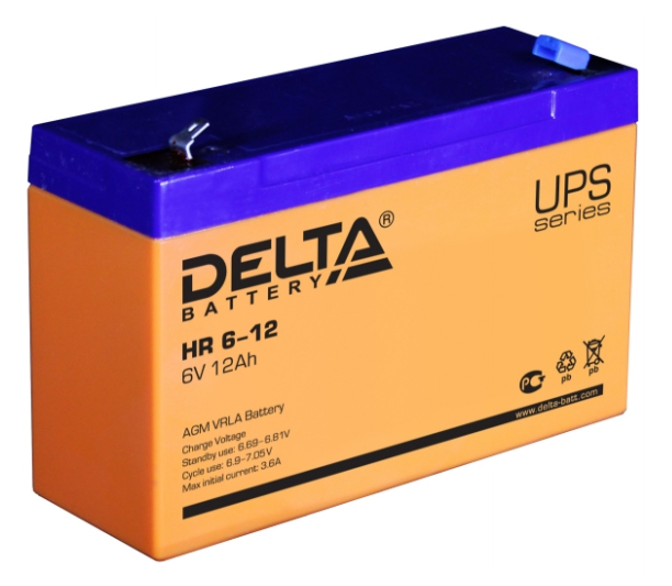 Аккумулятор свинцово-кислотный DELTA HR 6-12, 6В 12.0 Aч