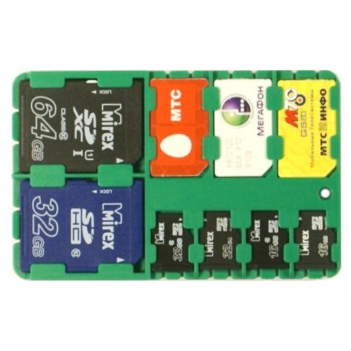 Держатель для карт памяти SD, microSD и SIM карт SD-SIM Holder, зеленый