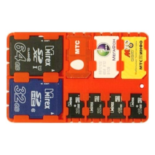 Держатель для карт памяти SD, microSD и SIM карт SD-SIM Holder, красный