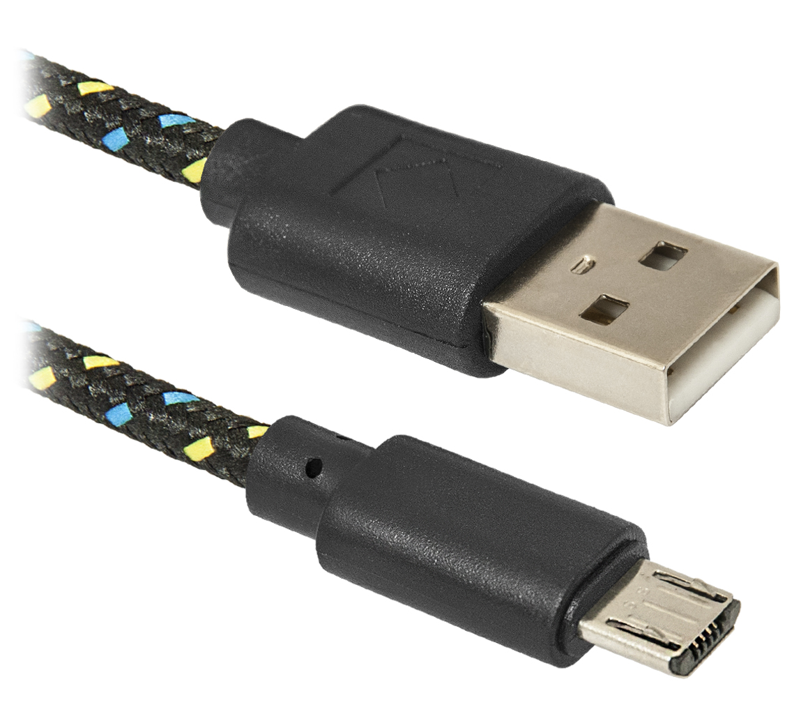 Кабель USB 2.0  A -> microUSB, 1.0 метр, в тканевой оплетке