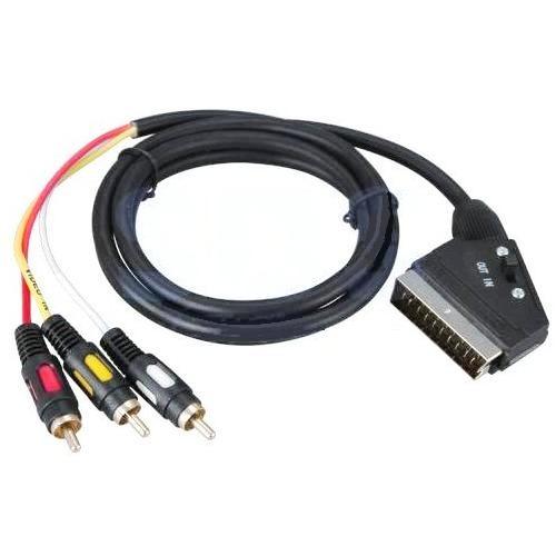 Видео/аудио кабель-переходник SCART на 3 RCA, 1.5 м вход-выход