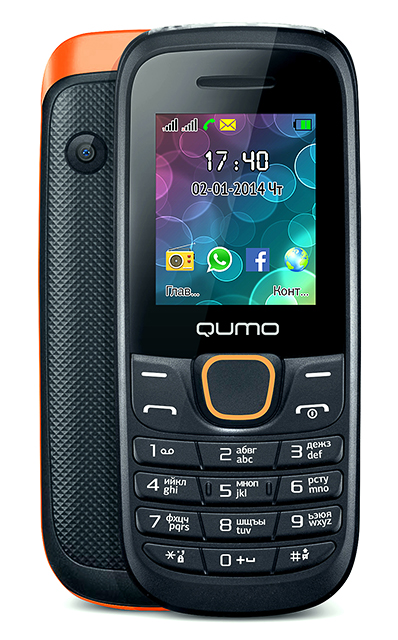 Телефон QUMO Push 184 GPRS черно-оранжевый корпус