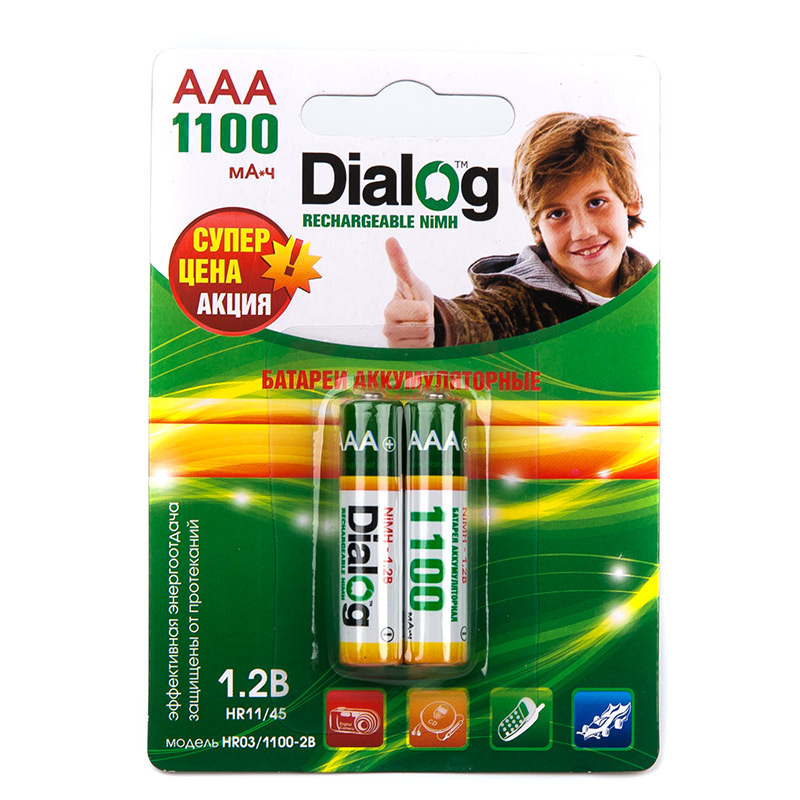 Аккумулятор HR03 (AAA) 1100 mAh, 1.2В Ni-MH DIALOG Аккумулятор HR03 (AAA) 1100 mAh, 1.2В Ni-MH DIALOG