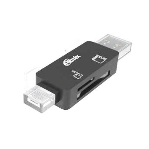 Устройство чтения-записи карт памяти (ридер) USB/microUSB 2.0 черный