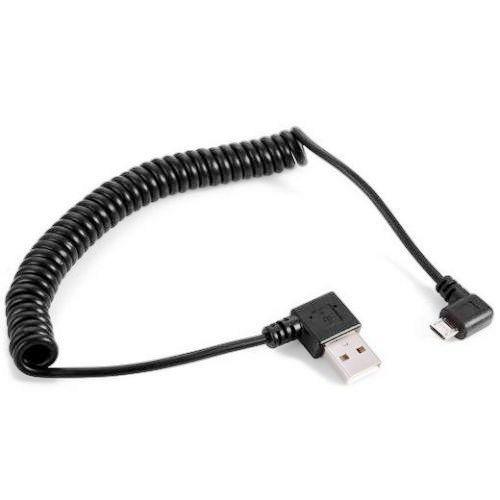 Кабель USB 2.0  A -> microUSB, витой угловой, левый 1.5 метра, черный