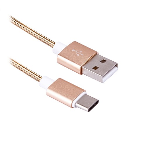 Кабель USB 2.0 A -> microUSB Type C (USB 3.1c), 1.5 м, тканевая оплетка