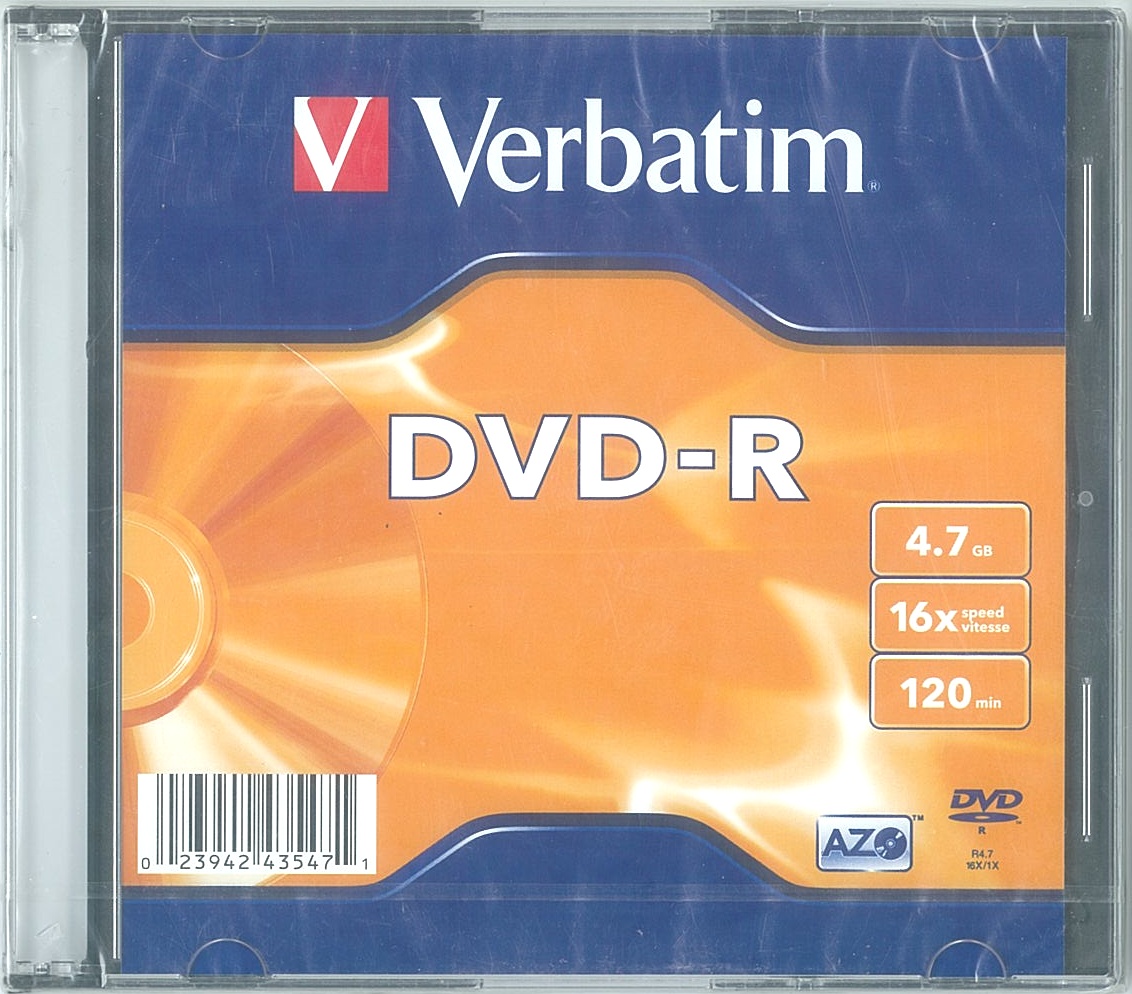 DVD-R диск 16х Verbatim 4.7 Гб,SlimBox