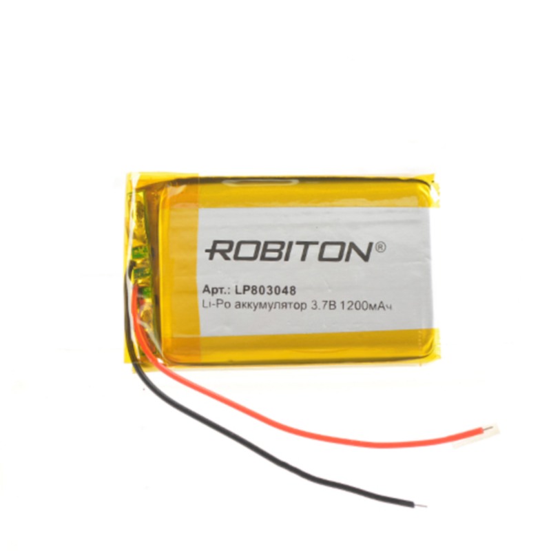 Литий-полимерный аккумулятор LP803048 3.7В 1200мАч (mAh), ROBITON