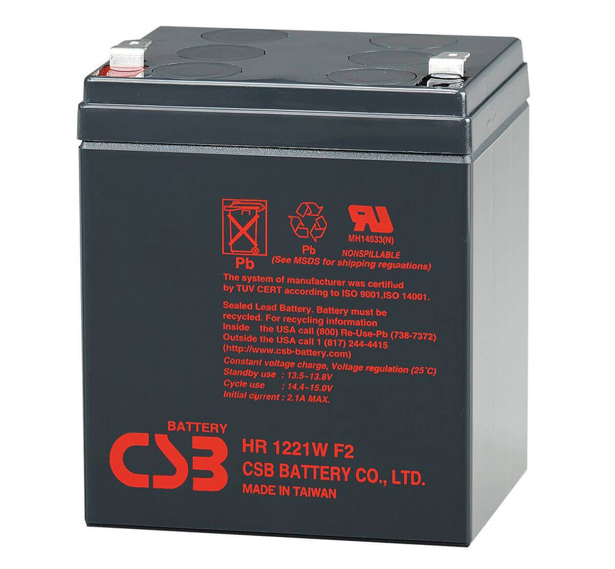 Аккумулятор свинцово-кислотный CSB HR1221W 12В (21 Вт при 15 мин разряде)