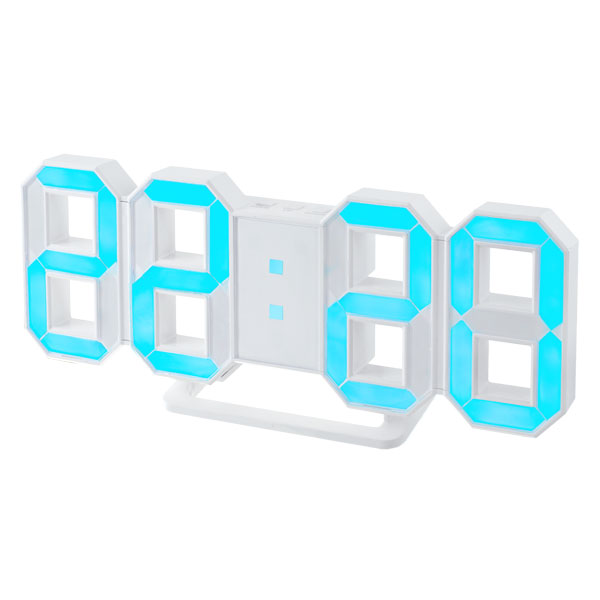 Электронные часы Perfeo Luminous PF-663 будильник USB, синие цифры, белый корпус