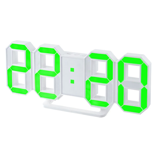 Электронные часы Perfeo Luminous PF-663 будильник USB, зеленые цифры, белый корпус