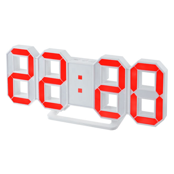 Электронные часы Perfeo Luminous PF-663 будильник USB, красные цифры, белый корпус