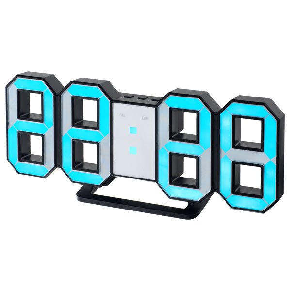Электронные часы Perfeo Luminous PF-663 будильник USB, синие цифры, черный корпус