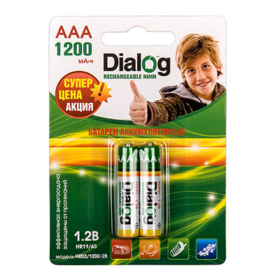 Аккумулятор HR03 (AAA) 1200 mAh, 1.2В Ni-MH DIALOG Аккумулятор HR03 (AAA) 1200 mAh, 1.2В Ni-MH DIALOG