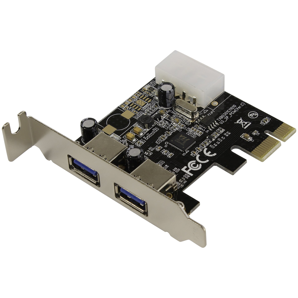 PCI-E USB3.0 контроллер 2 внешних порта USB Orient VL-3U2PE чипсет VIA VL806, разъём доп-питания