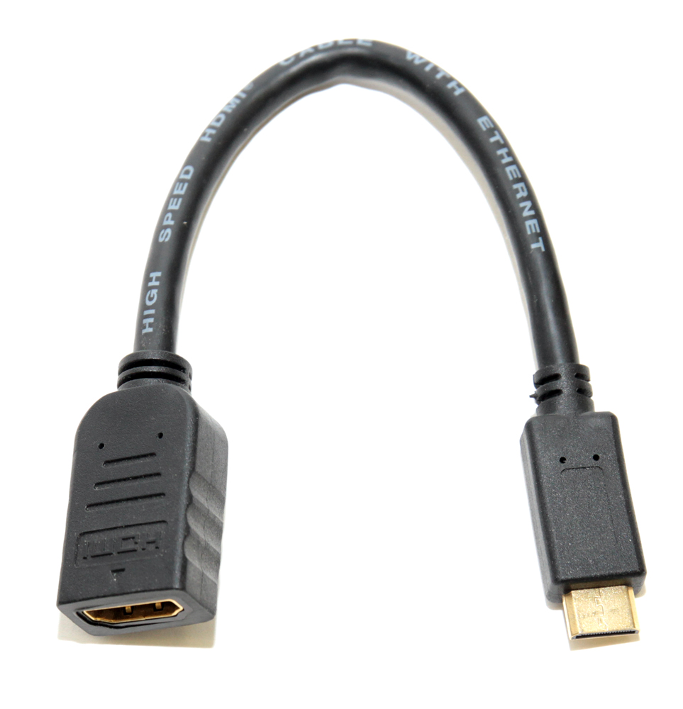Кабель-переходник HDMI-f (гнездо) - miniHDMI-m (штекер), 0,15м