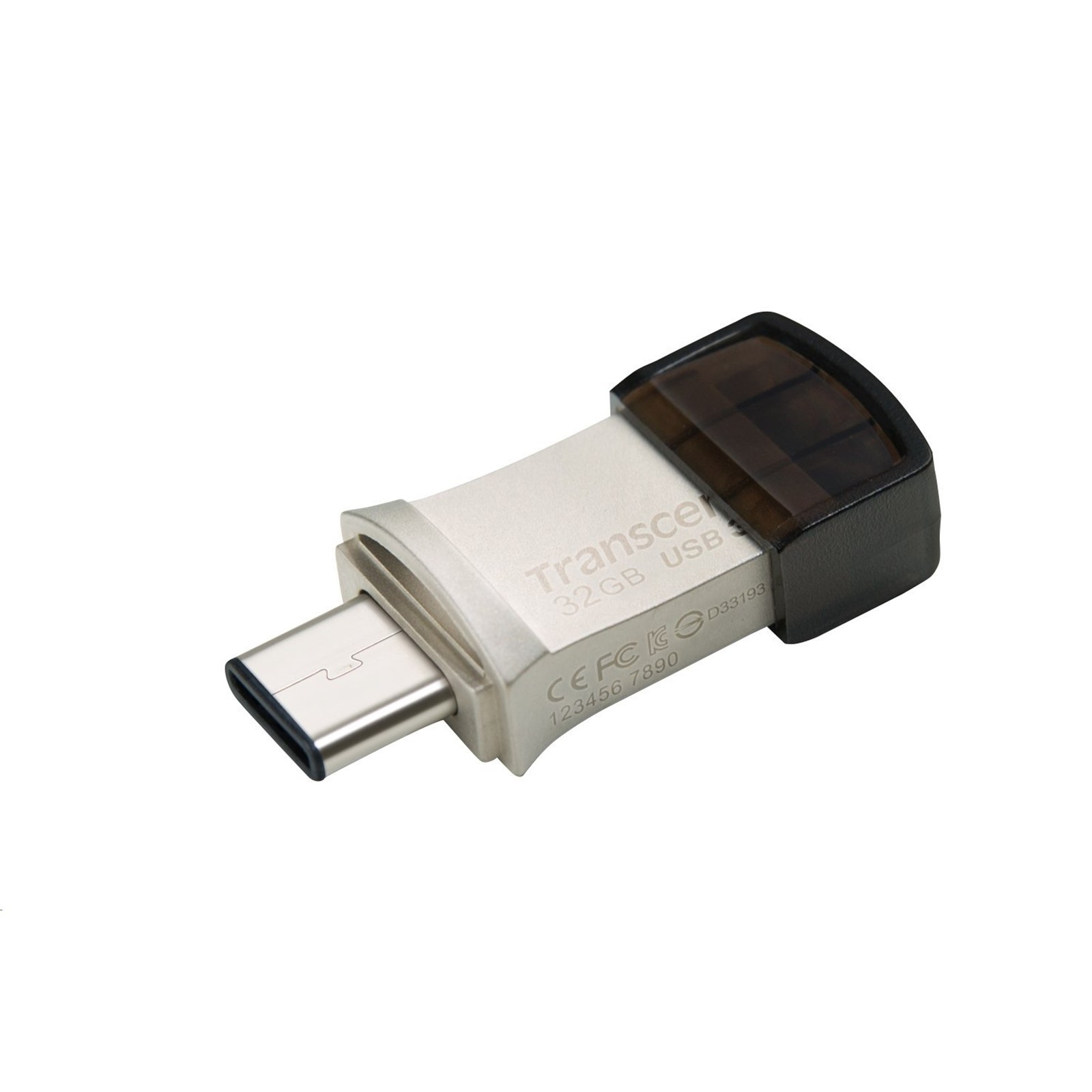 Флэш-диск 32 Гб Transcend JetFlash 890S, USB 3.0 / Type C (OTG), серебристый
