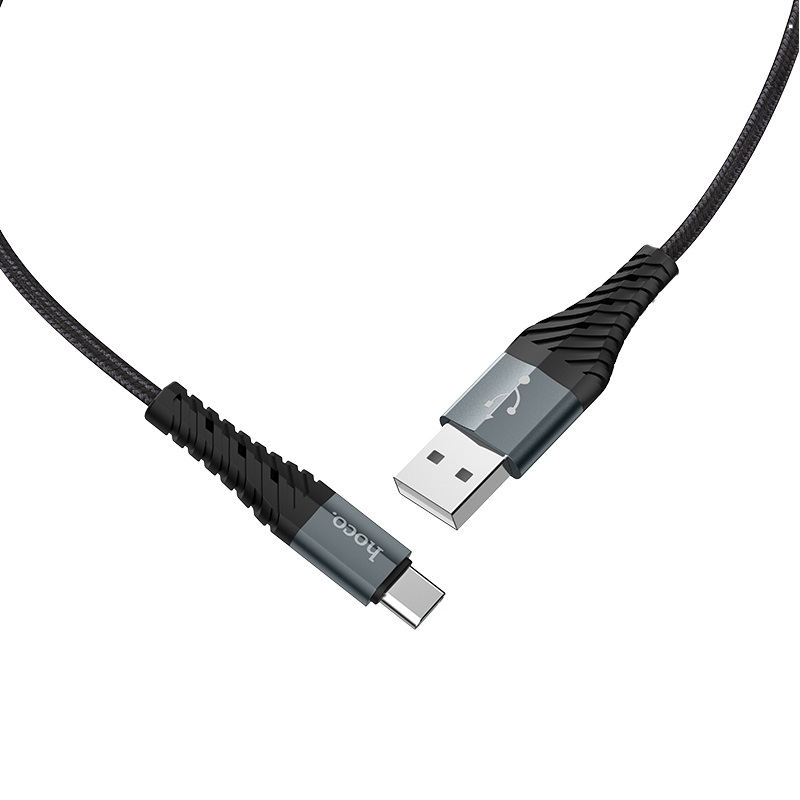 Кабель USB 2.0 A -> microUSB Type C (USB 3.1c), 1.0 м , зарядка током до 3.0А, тканевая оплетка