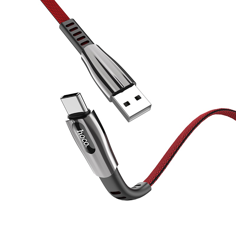Кабель USB 2.0 A -> microUSB Type C (USB 3.1c), 1.2 м , зарядка током до 2.4А, тканевая оплетка, светодиодный индикатор подключения