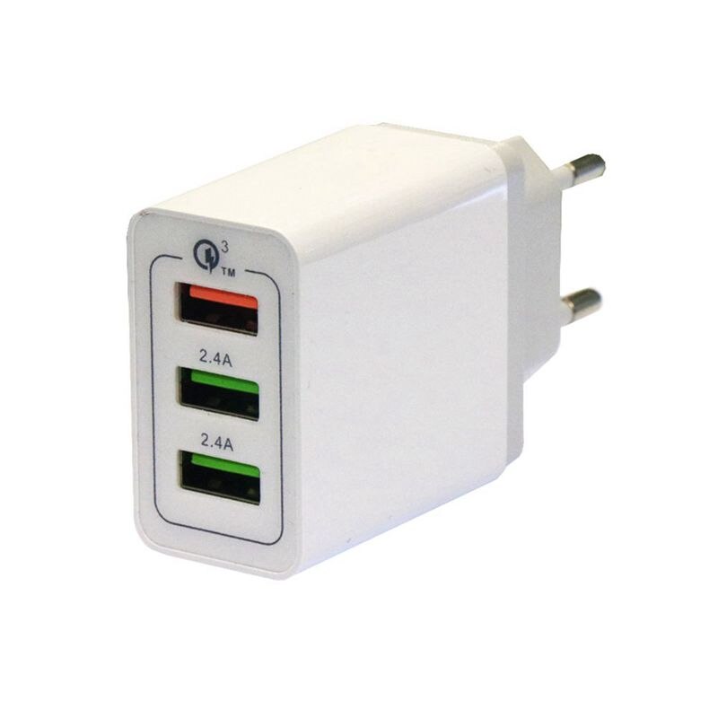 Зарядное уcтройство скоростное (QuickCharger QC3.0 ) сетевое (110-220В) для USB, 3 порт, общий ток 4800 mA