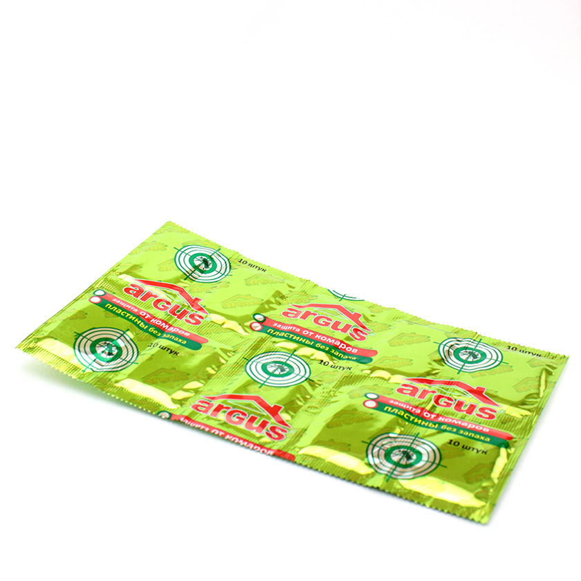 Пластины от комаров ARGUS зеленые без запаха , упаковка (10шт)