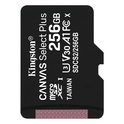 Карта памяти microSDXC 256 Гб KINGSTON Сlass 10 UHS 1,  Canvas Select Plus, R100W85