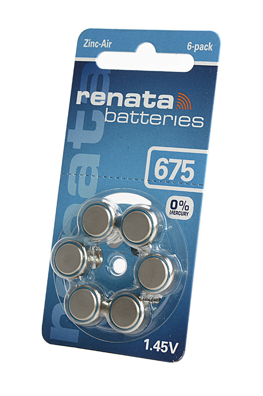 Батарейка для слуховых аппаратов ZA675 (PR44), RENATA, упаковка 6 шт