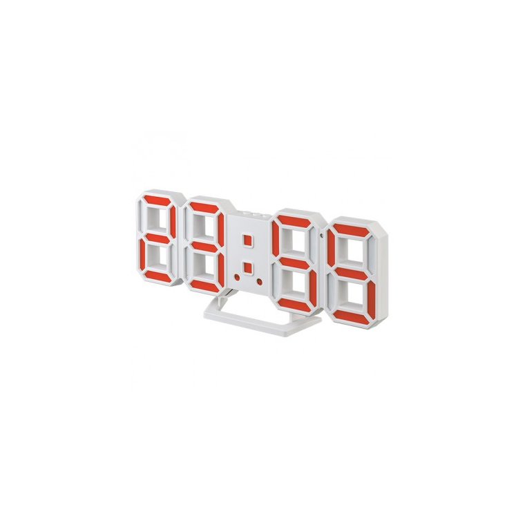 Электронные часы Perfeo Luminous 2 будильник USB, белый корпус, красные цифры