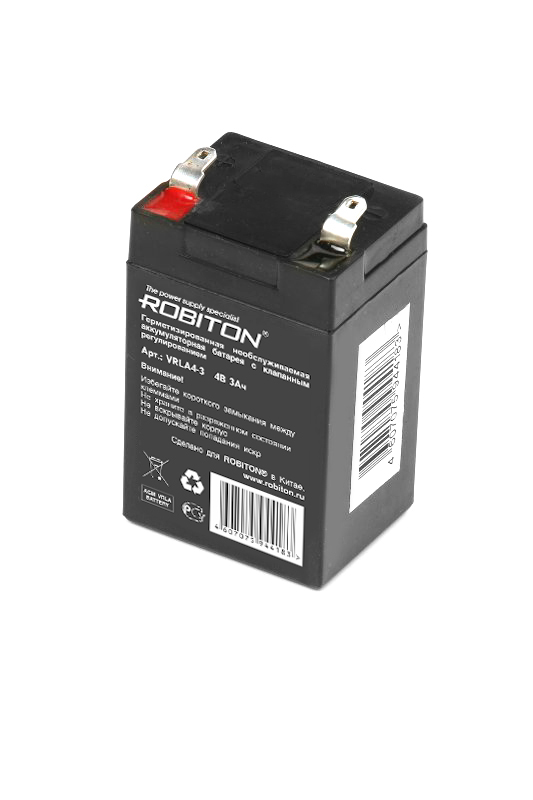 Аккумулятор свинцово-кислотный ROBITON VRLA4-3, 4В 3.0 Aч